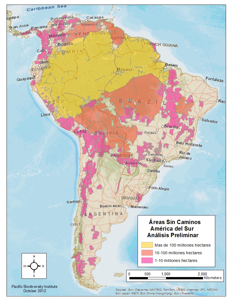 Map of Wildlands of South America