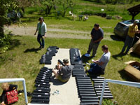 volunteers assembling tubes